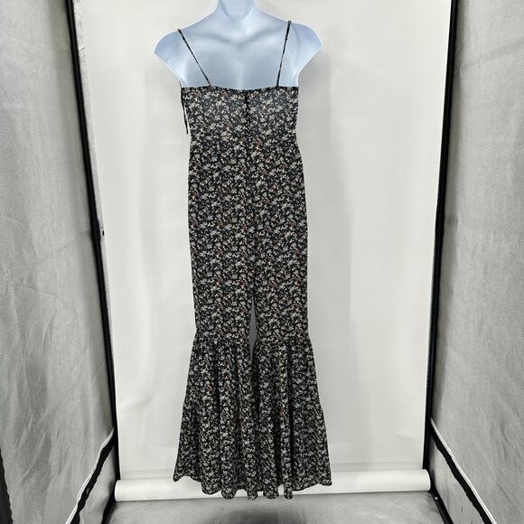 Boho Jumpsuit Medium Floral Tie‎ Strap Retro 70's Vibe Flare Wide Leg Festival - Picture 4 of 10